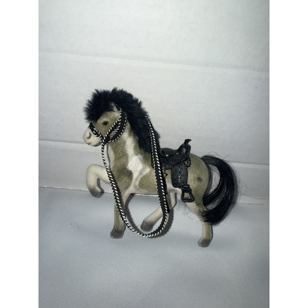 Vintage Flocked Plastic Horse , 5 " , Diorama , Play , Mini